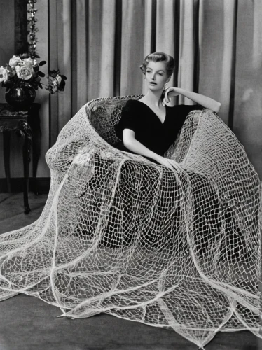 mosquito net,katherine hepburn,claire trevor,bird protection net,egg net,crinoline,harness cocoon,spider net,fishing net,rita hayworth,greer garson-hollywood,basket weaver,fishing nets,cocoon,ethel barrymore - female,doris day,to knit,wicker,knitting laundry,cape basket,Photography,Black and white photography,Black and White Photography 13