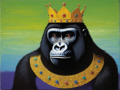 gorilla,king kong,great apes,king ortler,king crown,chimp,king caudata,chimpanzee,primate,monarchy,emperor,siamang,imperial crown,ape,overtone empire,monkeys band,anthropomorphized animals,king,mandrill,wild emperor,Art,Artistic Painting,Artistic Painting 26