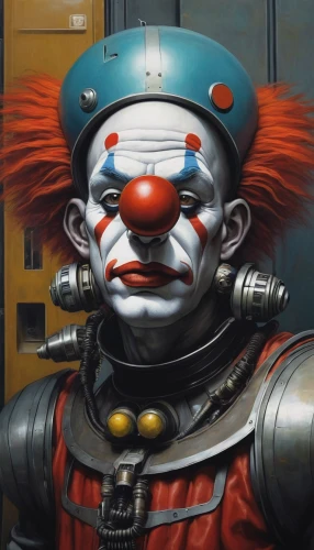 horror clown,rodeo clown,scary clown,creepy clown,clown,ringmaster,it,ronald,clowns,juggler,joker,jester,circus animal,harlequin,circus,syndrome,mcdonald,triggerfish-clown,trickster,prejmer,Illustration,Realistic Fantasy,Realistic Fantasy 07