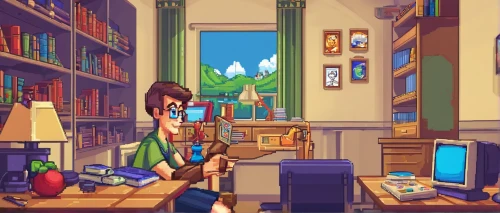 bookstore,shopkeeper,book store,study room,bookcase,librarian,bookshelves,bookworm,library,bookshop,bookshelf,girl studying,apothecary,game room,game illustration,shelves,classroom,browsing,workspace,pharmacy,Unique,Pixel,Pixel 05