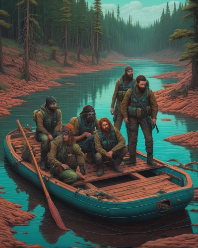 dugout canoe,forest workers,raft guide,fishermen,sea scouts,game illustration,fishing float,canoeing,canoes,row-boat,raft,canoe,row boat,dug out canoe,pilgrims,travelers,skull rowing,scouts,vikings,nomads,Conceptual Art,Daily,Daily 25