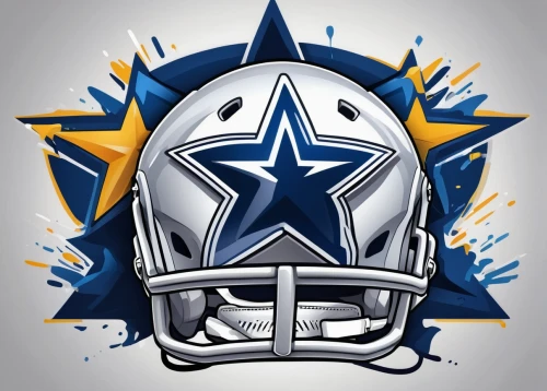 cowboys,blue star,national football league,football helmet,rating star,helmet plate,star of david,football equipment,logo header,edit icon,nfl,star card,six pointed star,head plate,circular star shield,the visor is decorated with,american football,facebook icon,life stage icon,half star,Illustration,Paper based,Paper Based 02