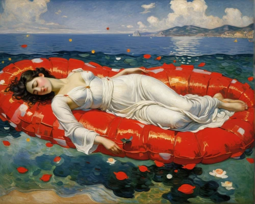 girl lying on the grass,the sleeping rose,woman on bed,woman laying down,the sea maid,idyll,sleeping apple,girl on the boat,sleeping rose,rose sleeping apple,sun-bathing,lily of the nile,waterbed,post impressionist,life raft,narcissus,lacerta,rusalka,afloat,narcissus of the poets,Art,Artistic Painting,Artistic Painting 04