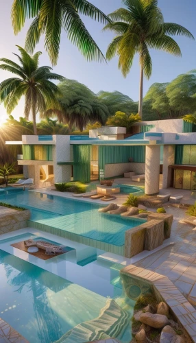 holiday villa,tropical house,jamaica,resort,fiji,eco hotel,pool house,beach resort,cabana,hotel riviera,acapulco,haiti,holiday complex,bora-bora,3d rendering,hacienda,bora bora,tahiti,outdoor pool,tropical island