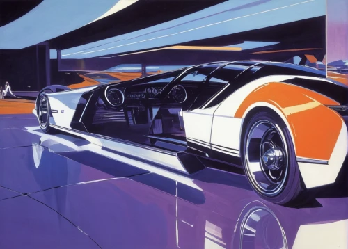 ford gt 2020,countach,futuristic car,gulf,daytona sportscar,lamborghini countach,acura arx-02a,automotive design,mclaren automotive,automobile racer,delorean dmc-12,porsche 917,ford gt40,sportscar,illustration of a car,oldsmobile toronado,vanishing point,audi le mans quattro,futuristic art museum,concept car,Conceptual Art,Sci-Fi,Sci-Fi 23