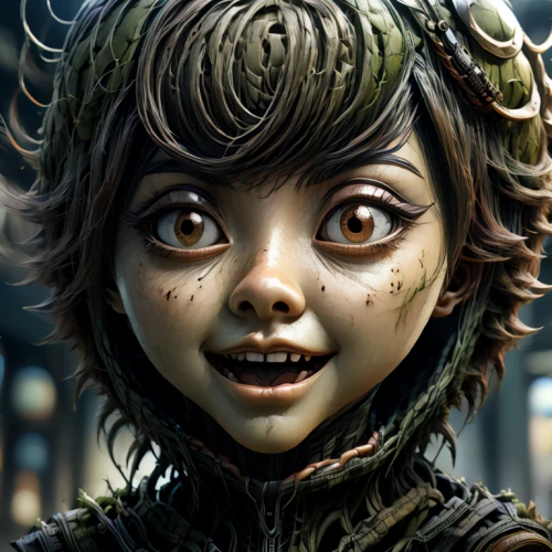 doll's facial features,doll face,doll head,marionette,doll's head,jester,big eyes,female doll,humanoid,imp,child girl,fantasy portrait,tumbling doll,girl doll,the little girl,pierrot,the enchantress,a girl's smile,bjork,artist doll