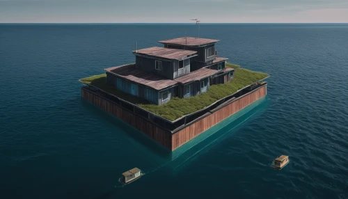 artificial island,floating huts,floating islands,cube sea,island suspended,cube stilt houses,concrete ship,artificial islands,floating island,uninhabited island,sunken boat,sunken church,sunken ship,cube house,house of the sea,house with lake,islet,cargo containers,cubic house,houseboat,Photography,Documentary Photography,Documentary Photography 20