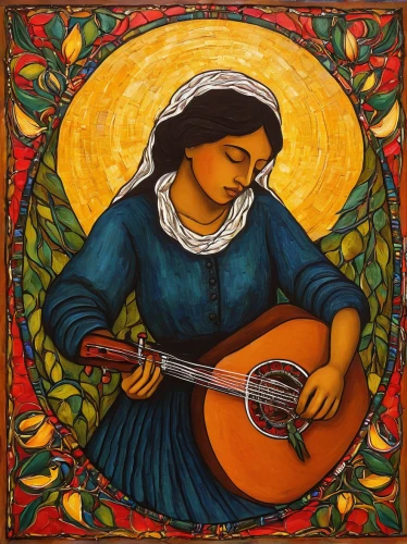 cavaquinho,charango,woman playing,classical guitar,bouzouki,folk music,mandolin,pandero jarocho,stringed instrument,mandolin mediator,acoustic guitar,saraswati veena,folk instrument,balalaika,plucked string instrument,celtic harp,serenade,mariachi,dulcimer,folk art,Art,Classical Oil Painting,Classical Oil Painting 23