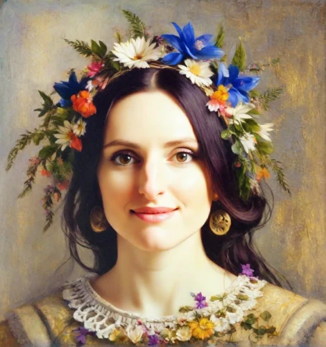 girl in a wreath,beautiful girl with flowers,floral wreath,wreath of flowers,flower crown of christ,girl in flowers,floral garland,bouguereau,flower crown,flower garland,blooming wreath,flower wreath,portrait of a girl,spring crown,marguerite,portrait of a woman,fantasy portrait,vintage female portrait,flower fairy,romantic portrait