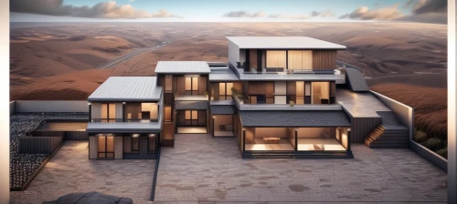 dunes house,dune ridge,3d rendering,eco-construction,house in mountains,admer dune,render,cubic house,modern house,house in the mountains,cube stilt houses,modern architecture,san dunes,sky space concept,build by mirza golam pir,desert,3d render,dubai desert,luxury property,luxury home