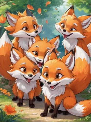 foxes,fox stacked animals,cute fox,garden-fox tail,adorable fox,child fox,little fox,fox,redfox,vulpes vulpes,a fox,ivy family,x3,red fox,fox hunting,fawkes,defense,cute animals,buckthorn family,soapberry family,Illustration,Japanese style,Japanese Style 19