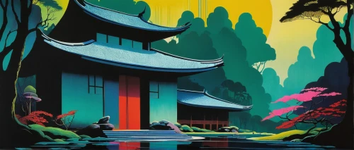 travel poster,chinese architecture,asian architecture,japanese architecture,japan landscape,ryokan,cool woodblock images,kyoto,chinese temple,forbidden palace,mandarin house,temples,japan,chinese art,japanese garden ornament,japanese shrine,futuristic landscape,mulan,summer palace,japan garden,Illustration,Vector,Vector 09
