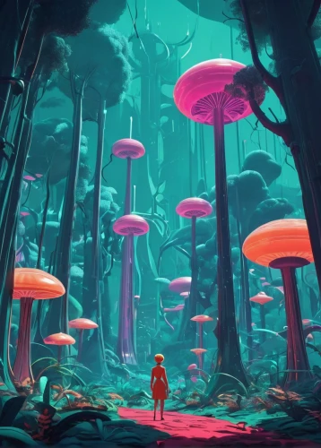 mushroom landscape,mushroom island,forest mushroom,cartoon forest,fairy forest,forest mushrooms,forest of dreams,mushrooms,the forest,alien world,fairy world,forest floor,forest,tree mushroom,alien planet,futuristic landscape,toadstools,mushroom,enchanted forest,fairy village,Conceptual Art,Sci-Fi,Sci-Fi 29