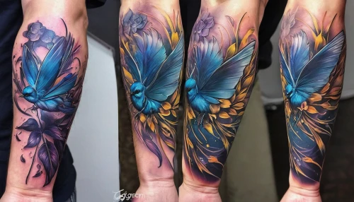 forearm,phoenix rooster,color feathers,rainbow butterflies,aurora butterfly,butterfly wings,butterfly floral,limenitis camilla,sleeve,large aurora butterfly,bird wings,bird of paradise,lotus tattoo,blue birds and blossom,limenitis,flutter,feathers,moths and butterflies,feather pen,bird wing,Conceptual Art,Fantasy,Fantasy 03