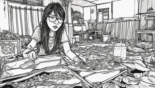 housework,paper consumption,paper shredder,cleaning,cleaning woman,mess in the kitchen,chores,home destruction,office line art,waste paper,landfill,abandoned room,cleaning supplies,housekeeping,waste collector,packing materials,scrap collector,together cleaning the house,detritus,comic paper,Illustration,Realistic Fantasy,Realistic Fantasy 23