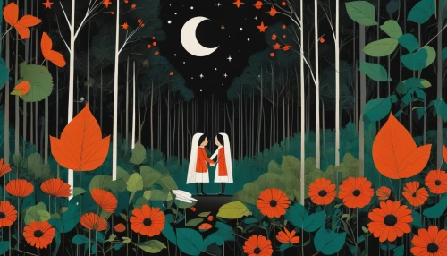 little red riding hood,red riding hood,fireflies,poppy fields,poppy field,falling flowers,rainy,book illustration,forest of dreams,raindrops,halloween illustration,field of poppies,falling stars,the night of kupala,red poppies,girl in the garden,rain field,scattered flowers,girl in flowers,rainy day,Illustration,Vector,Vector 13