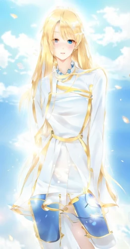 sun bride,jessamine,yang,angelic,angel,water-the sword lily,luminous,honolulu,erika,star mother,priestess,crying angel,angel girl,sky,radiant,knight star,kriegder star,goddess of justice,san,the angel with the veronica veil,Game&Anime,Manga Characters,Blue Fantasy