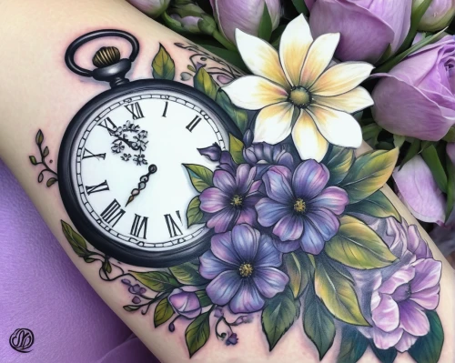 clock face,ornate pocket watch,four o'clock flower,ladies pocket watch,lilac bouquet,pocket watch,flower clock,lilac flower,timepiece,hand-painted,wrist watch,spring forward,clock,clock hands,floral with cappuccino,clocks,four o'clocks,clockmaker,valentine clock,anemone purple floral,Illustration,Realistic Fantasy,Realistic Fantasy 30