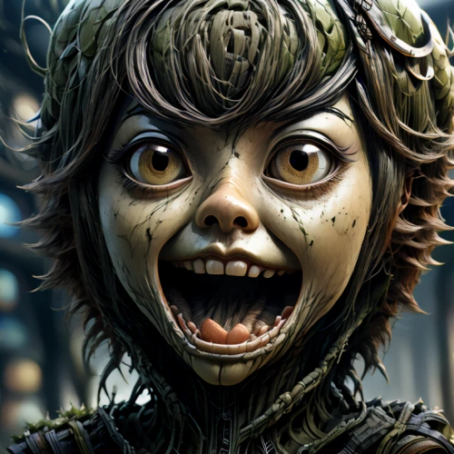 scary woman,imp,mandraki,scared woman,jester,gorgon,goblin,three eyed monster,child monster,it,hag,haunebu,twitch icon,grin,voodoo woman,doll head,the enchantress,pierrot,krampus,horror clown