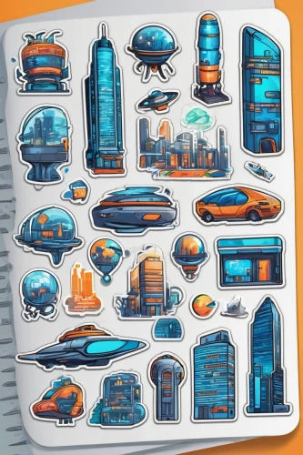 airships,systems icons,space ships,spaceships,set of icons,icon set,futuristic landscape,spaceship space,city buildings,space ship,spaceship,sci fiction illustration,airship,houses clipart,mobile video game vector background,futuristic architecture,alien ship,folders,buildings,sky space concept,Unique,Design,Sticker