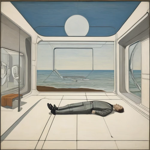 adrift,roy lichtenstein,man at the sea,cd cover,surrealism,galley,semi-submersible,escher,album cover,at sea,open sea,seafarer,surrealistic,submarine,aquanaut,ocean liner,the shallow sea,submersible,diving gondola,passenger,Art,Artistic Painting,Artistic Painting 28