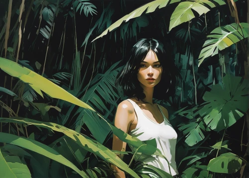 han thom,vietnamese woman,vietnam,jungle,monstera,asian woman,tropical greens,vietnam's,natura,undergrowth,bamboo,overgrown,girl in the garden,exotic plants,mari makinami,hawaii bamboo,vietnamese,asian vision,background ivy,bali,Conceptual Art,Fantasy,Fantasy 10