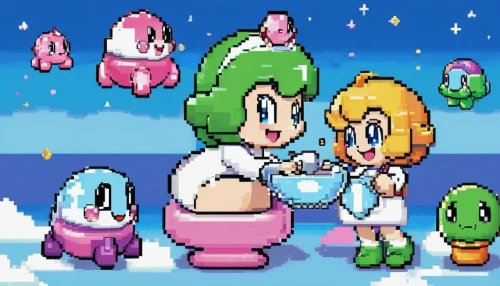 pixel art,pixel cells,pixels,daisy family,pixaba,8bit,pixel,bubbly wine,fairy galaxy,water game,白斩鸡,snowballs,lily family,kawaii snails,wedding soup,super mario brothers,mario bros,frog gathering,star balloons,game art,Unique,Pixel,Pixel 02