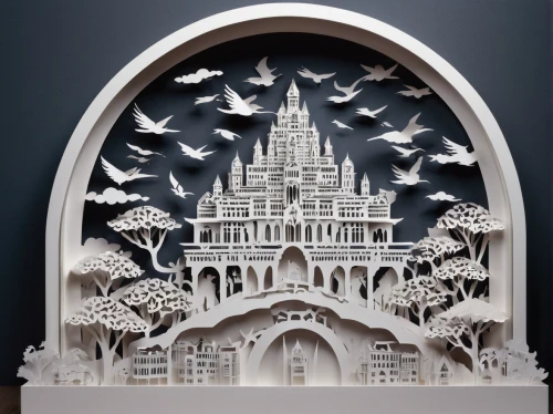 paper art,wood carving,fairy tale castle,3d fantasy,gothic architecture,the laser cuts,gaudí,wood art,carved wood,basil's cathedral,stone carving,insect house,bird cage,decorative art,escher,fairy tale icons,carved wall,sagrada familia,fantasy city,fairytale castle,Unique,Paper Cuts,Paper Cuts 04