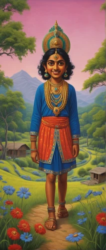 ramayan,janmastami,hanuman,khokhloma painting,krishna,vishuddha,indian art,ramayana,ramanguli,pachamama,jawaharlal,panch phoron,pachamanca,sangharaja,bengalenuhu,mohinga,scandia gnome,khoresh,sarapatel,somtum,Illustration,Realistic Fantasy,Realistic Fantasy 18