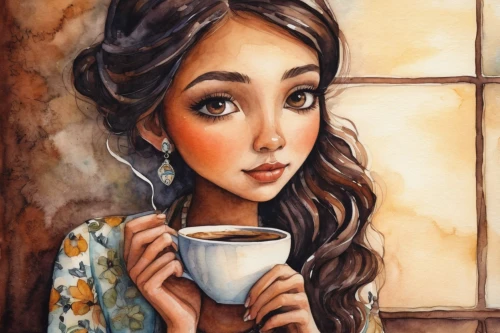 coffee watercolor,watercolor tea,coffee tea illustration,woman drinking coffee,coffee tea drawing,watercolor tea shop,woman at cafe,watercolor cafe,watercolor painting,drinking coffee,tea drinking,coffee background,coffe,a cup of coffee,coffee,cup of coffee,watercolor,jasmine tea,cappuccino,café au lait,Conceptual Art,Daily,Daily 34