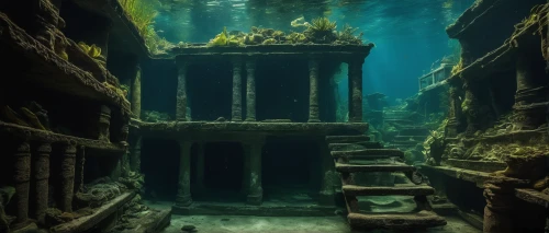 sunken church,underwater playground,ocean underwater,sunken ship,underwater landscape,underwater oasis,submerged,underwater background,undersea,ocean floor,under the water,sunken boat,underwater world,under water,underwater,house of the sea,the bottom of the sea,atlantis,reef tank,marine tank,Photography,Artistic Photography,Artistic Photography 01