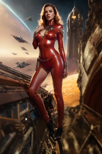 scarlet witch,captain marvel,red super hero,sci fiction illustration,asuka langley soryu,red,darth talon,sci fi,digital compositing,superhero background,symetra,super heroine,cg artwork,andromeda,red planet,space-suit,red chief,photoshop manipulation,avenger,latex clothing