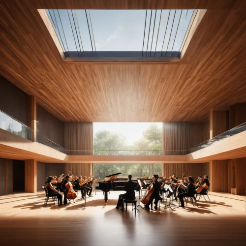 music conservatory,concert hall,orchestra,archidaily,musical ensemble,string instruments,grand piano,daylighting,timber house,disney concert hall,violinists,philharmonic orchestra,musical dome,school design,bowed string instrument,berlin philharmonic orchestra,plucked string instruments,symphony orchestra,string instrument,fortepiano,Photography,General,Natural