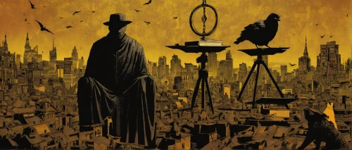 transistor,scythe,murder of crows,city in flames,lamplighter,black city,golden candlestick,gas lamp,mystery book cover,halloween poster,clockmaker,cover,scarecrow,destroyed city,phage,apocalyptic,metropolis,spawn,sci fiction illustration,dystopian,Illustration,Realistic Fantasy,Realistic Fantasy 29