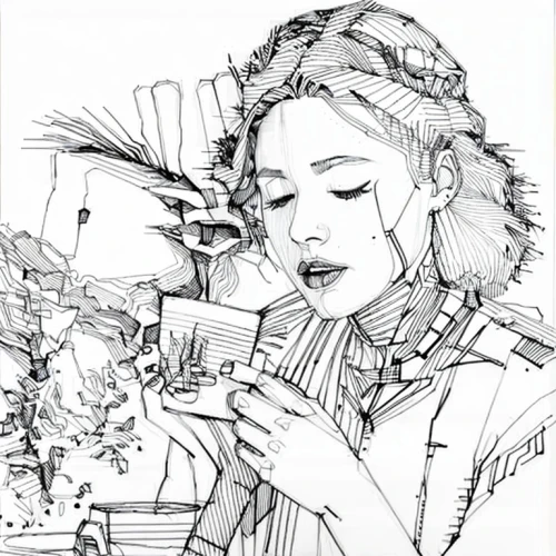 coffee tea illustration,coloring page,girl picking flowers,coffee tea drawing,flower line art,widow's tears,angel line art,girl praying,angel's tears,the snow queen,pencil art,hand-drawn illustration,white rose snow queen,line-art,vintage drawing,seamstress,pencil and paper,pencil drawing,watering,woman drinking coffee,Design Sketch,Design Sketch,None