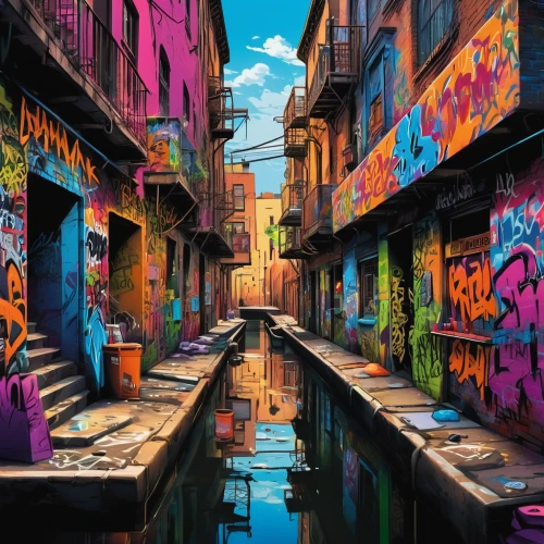 colorful city,venezia,graffiti art,canals,world digital painting,venice,venetian,murano,barcelona,canal,colorful water,hanoi,grand canal,graffiti,istanbul,slum,marseille,city moat,urban art,valparaiso,Conceptual Art,Graffiti Art,Graffiti Art 09
