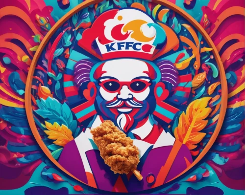 fried chicken,food icons,crispy fried chicken,fried bird,redcock,chicken product,bk chicken nuggets,chicken 65,karaage,fried food,cornflakes,chicken feet,cheese fried chicken,chef,corn flakes,chicken,psychedelic art,fried chicken fingers,chief cook,70's icon,Conceptual Art,Oil color,Oil Color 23