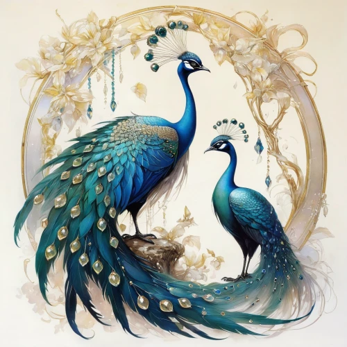 peafowl,blue peacock,peacock,fairy peacock,peacocks carnation,blue birds and blossom,bird painting,ornamental bird,an ornamental bird,constellation swan,peacock feathers,birds blue cut glass,decoration bird,blue parrot,blue bird,bird couple,male peacock,whimsical animals,flower and bird illustration,oriental painting,Illustration,Realistic Fantasy,Realistic Fantasy 16