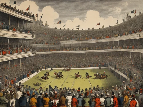 bullfight,oval forum,racecourse,horse racing,roman coliseum,coliseum,ancient theatre,indoor american football,kennel club,spectator,gridiron football,greyhound racing,concert crowd,amphitheatre,bullfighting,italy colosseum,crowds,baseball drawing,horse race,stadium falcon,Art,Classical Oil Painting,Classical Oil Painting 39