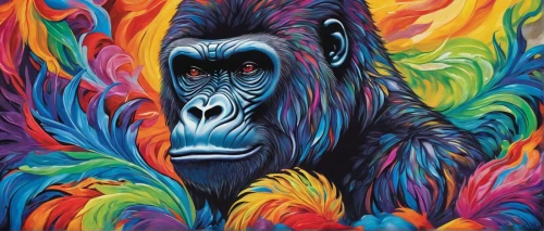 gorilla,chimpanzee,bonobo,orangutan,kong,siamang,mandrill,psychedelic art,primate,ape,baboon,chimp,primates,great apes,silverback,neon body painting,pachamama,macaque,gorilla soldier,common chimpanzee,Illustration,Black and White,Black and White 07