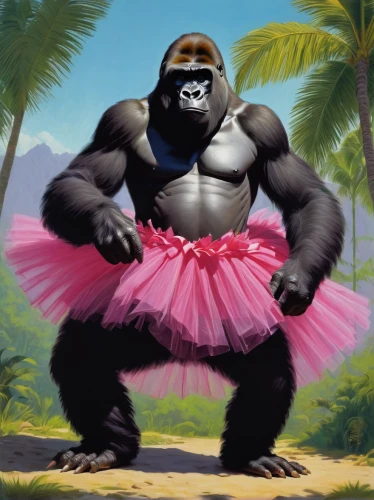 kong,gorilla,hula,luau,king kong,bongo,ape,king coconut,uganda,aloha,gorilla soldier,tarzan,tutu,bonobo,cynthia (subgenus),png image,silverback,samba,bongo drum,animals play dress-up,Conceptual Art,Sci-Fi,Sci-Fi 14