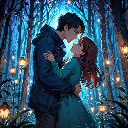 twiliight,fairy tale,fireflies,a fairy tale,fairytale,twilight,romantic scene,tangled,enchanted forest,fairytales,fairy tales,cg artwork,clary,lights serenade,enchanted,fairy lights,forest of dreams,sci fiction illustration,fantasy picture,firefly,Anime,Anime,General