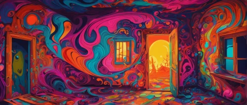 psychedelic art,psychedelic,neon ghosts,colorful doodle,color paper,acid,colorful city,colorful light,color wall,colorful background,color,lsd,abandoned room,vibrant,intense colours,saturated colors,kaleidoscope,colors,kaleidoscopic,fallen colorful,Conceptual Art,Oil color,Oil Color 23
