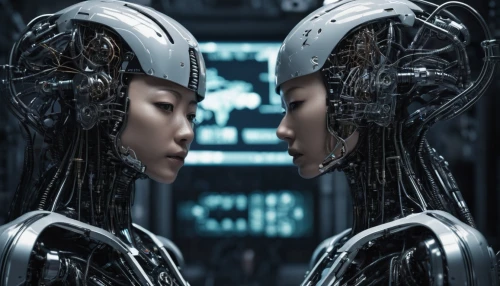 cybernetics,artificial intelligence,robots,machines,binary system,cyborg,biomechanical,binary,ai,neural network,mirror image,machine learning,scifi,humanoid,women in technology,district 9,valerian,robotic,face to face,sci fi,Conceptual Art,Sci-Fi,Sci-Fi 09