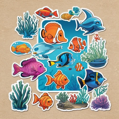 fishes,aquarium inhabitants,coral reef fish,school of fish,fish collage,aquarium fish,tropical fish,animal stickers,aquatic animals,koi pond,aquarium decor,aquarium,sea creatures,coral reef,aquariums,ornamental fish,wrasses,sea animals,marine fish,underwater fish,Unique,Design,Sticker