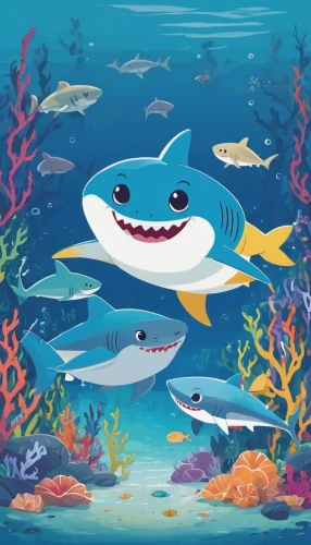 aquatic animals,underwater background,sea animals,aquarium inhabitants,aquarium decor,school of fish,dolphin background,sea animal,aquarium,cartilaginous fish,cetacea,underwater world,aquarium fish,marine animal,aquatic life,sea-life,cartoon video game background,underwater fish,children's background,fish in water,Illustration,Japanese style,Japanese Style 06