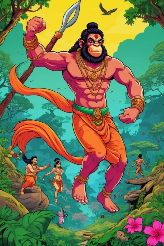 hanuman,ramayan,ramayana,tarzan,monkey island,mowgli,monkey gang,sadhus,janmastami,onam,hindu,bengalenuhu,vishuddha,ramayana festival,dusshera,siam fighter,sangharaja,kong,guru,brahma,Illustration,Vector,Vector 19
