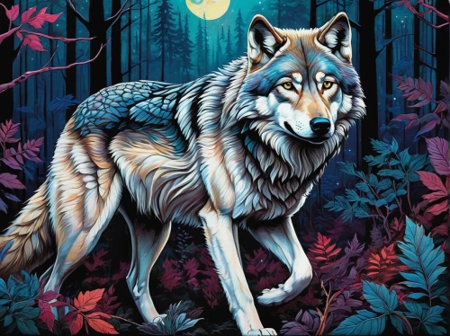 howling wolf,european wolf,gray wolf,wolf,constellation wolf,coyote,wolves,canis lupus,wolfdog,two wolves,wolf couple,tapestry,wolf's milk,forest animal,wolf hunting,wolf bob,howl,canis lupus tundrarum,werewolf,canidae,Illustration,Abstract Fantasy,Abstract Fantasy 10