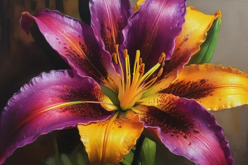 hemerocallis,daylily,day lily,peruvian lily,day lily flower,hemerocallis fulva,hemerocallis bonanza,day lily plants,tasmanian flax-lily,stargazer lily,daylilies,irises,purple parrot tulip,tulipan violet,purple irises,brown-red daylily,iris japonica,easter lilies,algerian iris,wild iris,Conceptual Art,Oil color,Oil Color 11