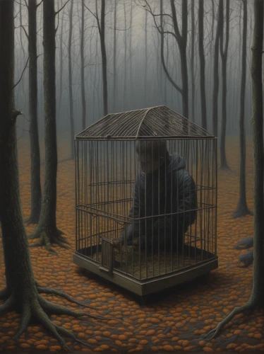 bird cage,captivity,prisoner,surrealism,arbitrary confinement,cage bird,photo manipulation,psychotherapy,kennel,sci fiction illustration,solitude,panopticon,prison,isolation,photomanipulation,isolated,deforested,the great grey owl,surrealistic,solitary,Conceptual Art,Daily,Daily 30